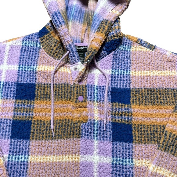 Wrangler Retro Plaid Sherpa Hooded Pullover Sweater - Women’s Size Large - Picture 6 of 8